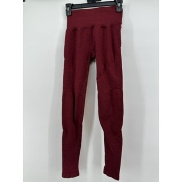 Alphalete Maroon Amplify Compression Leggings Gym Workout Fitness Athleisure - Picture 2 of 10